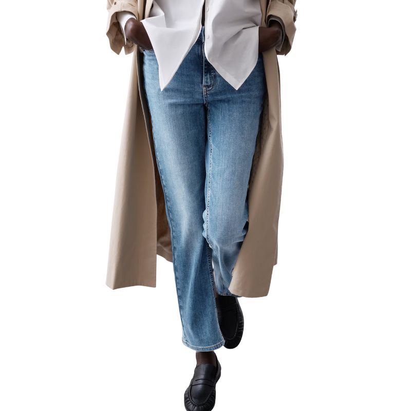 Autograph High Waisted Straight Leg Jeans on model 