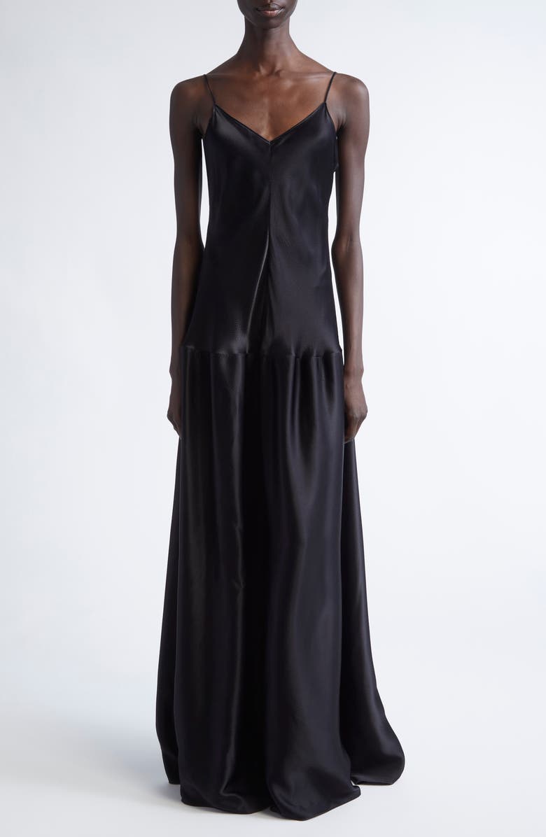 Laylay Dropped Waist Hammered Satin Dress