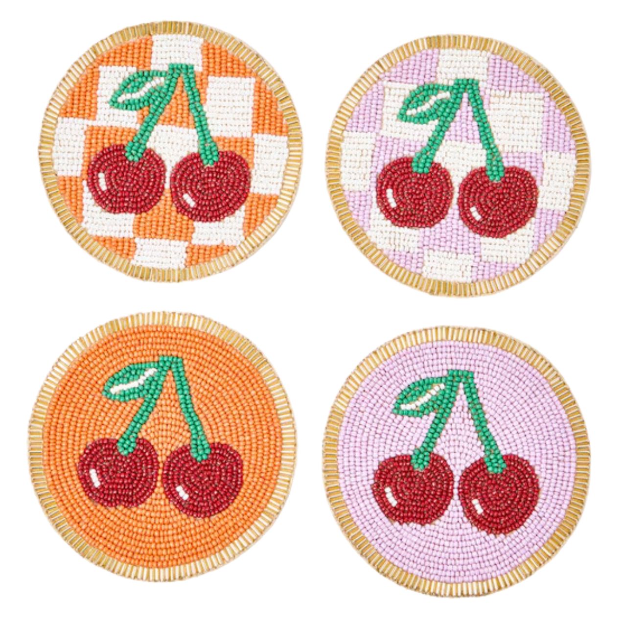 Cherry Beaded Coasters