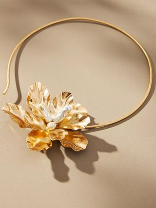 Anthropologie gold flower necklace