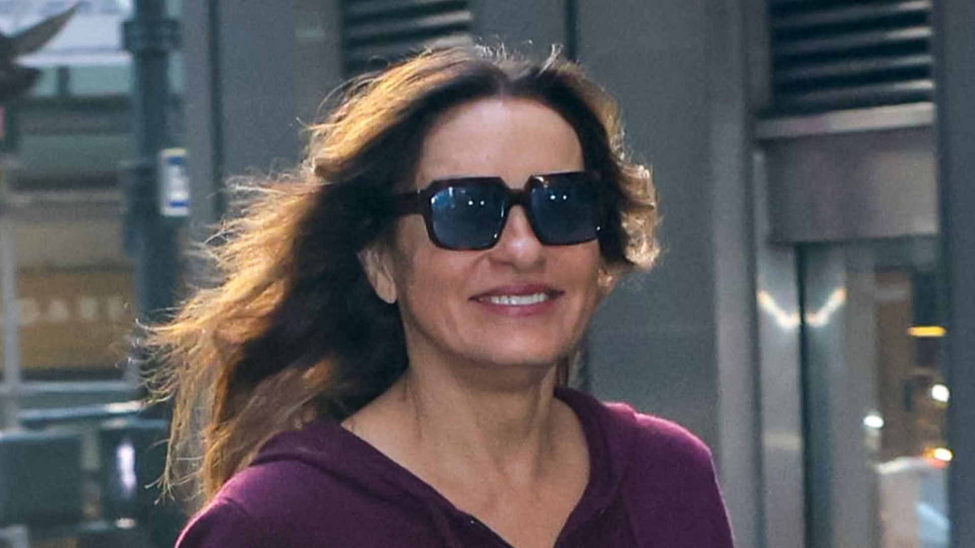 Mariska Hargitay styles UGG Tasman and knit hoodie perfectly