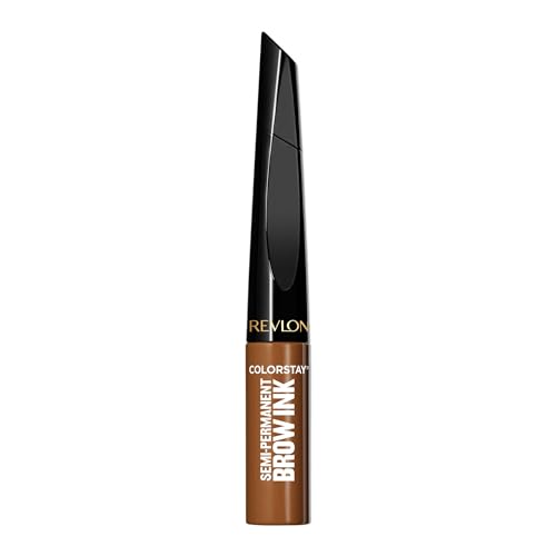 Revlon ColorStay 5-in-1 Semi-Permanent Brow Ink with Spoolie Brush, Waterproof, Transfer-Proof, Eyebrow Makeup, Easy to Remove, 351 Warm Brown Ink, 0.09 fl oz