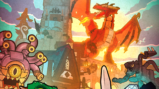 An image of a red dragon triumphantly breathing fire in D&D and Lego's recent crossover, Red Dragon's Tale.