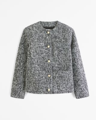 Collarless Tweed Jacket