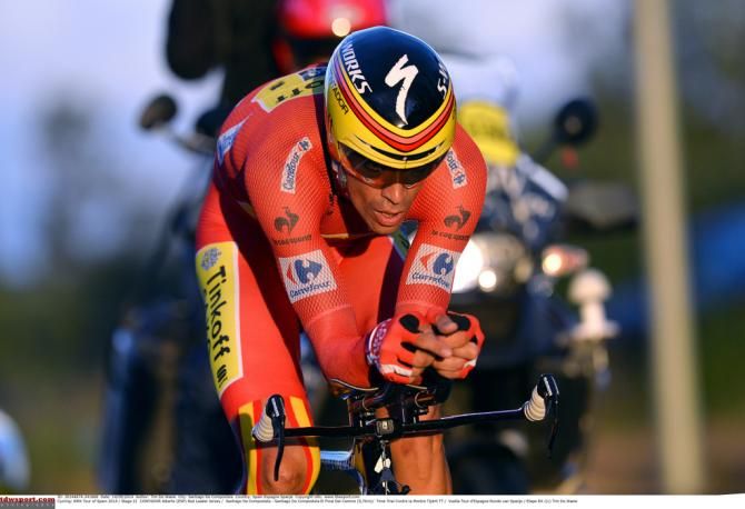 Alberto Contador (Tinkoff-Saxo) in the last of the day's light
