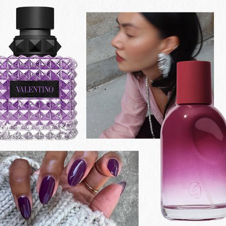 Plum perfume collage