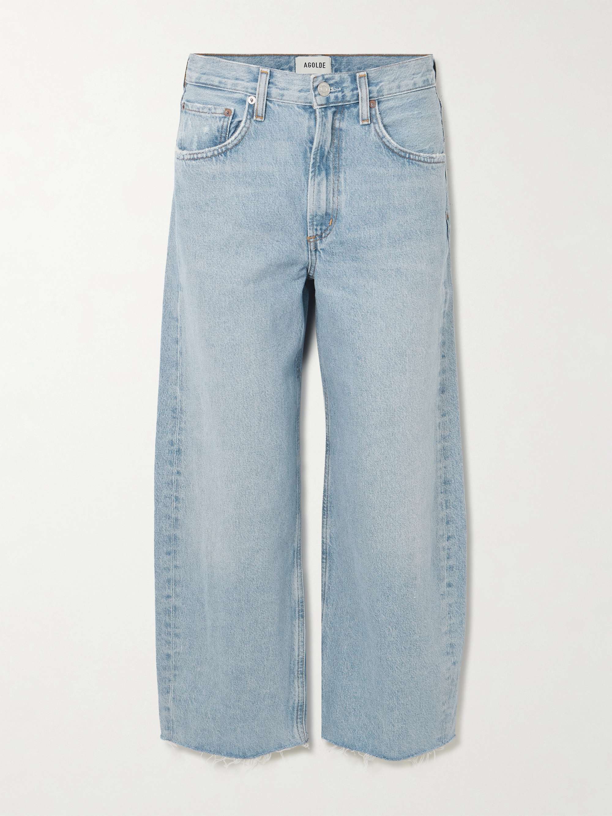 Low Curve Fray High-Rise Wide-Leg Jeans