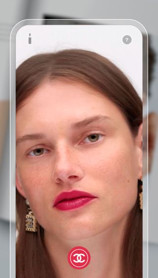 chanel lipscanner app on iphone showing try on technology on woman