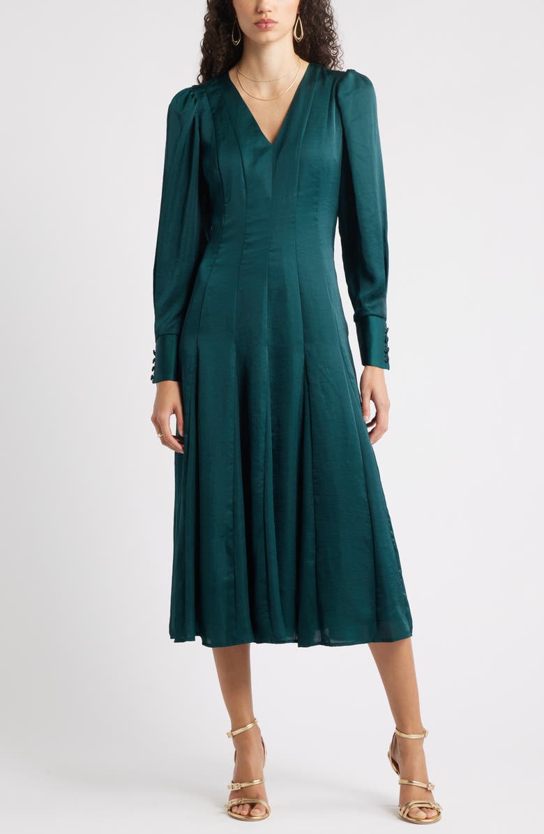 Long Sleeve Satin Midi Dress