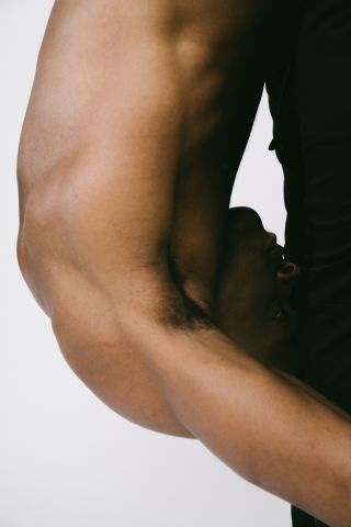 Close up of man stretching