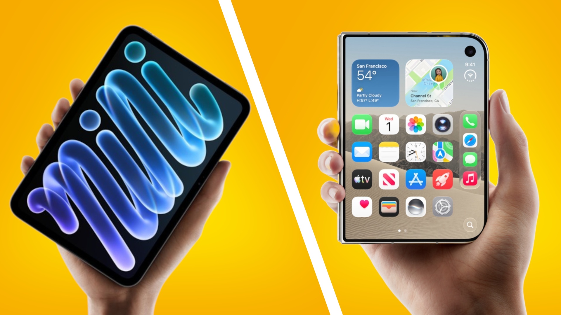 The iPad mini and iPhone Duo on a yellow background