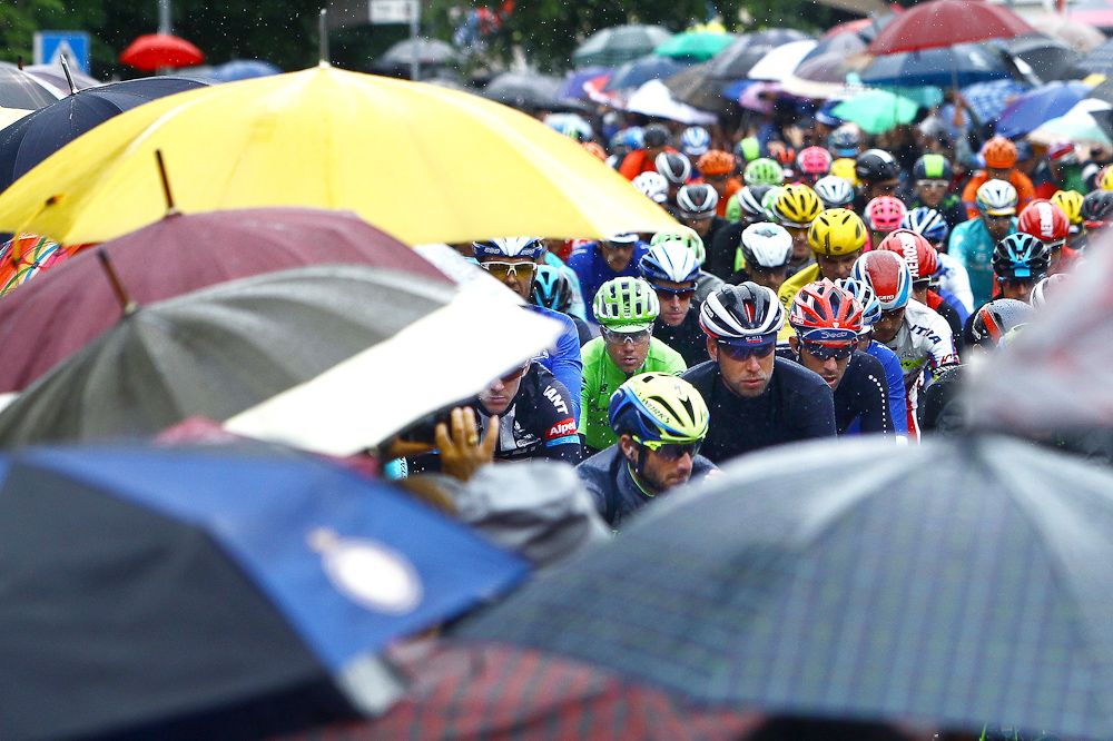 Another day for umbrellas at the Giro.
