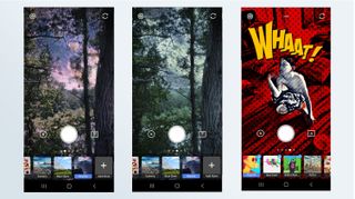 Screens of the Adobe Photoshop Camera photo editing app