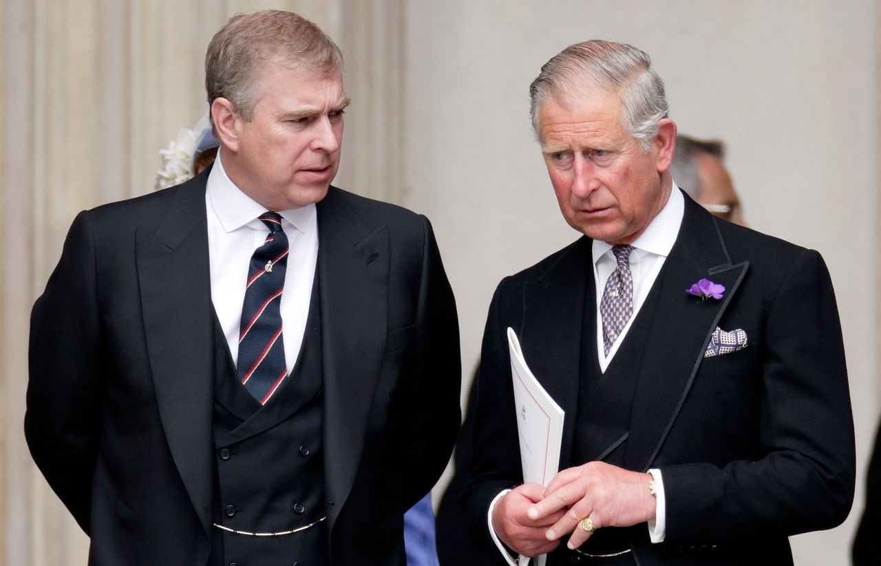 Prince Andrew, Duke of York and Prince Charles, Prince of Wales attend a Service of Thanksgiving to celebrate Queen Elizabeth II&#039;s Diamond Jubilee