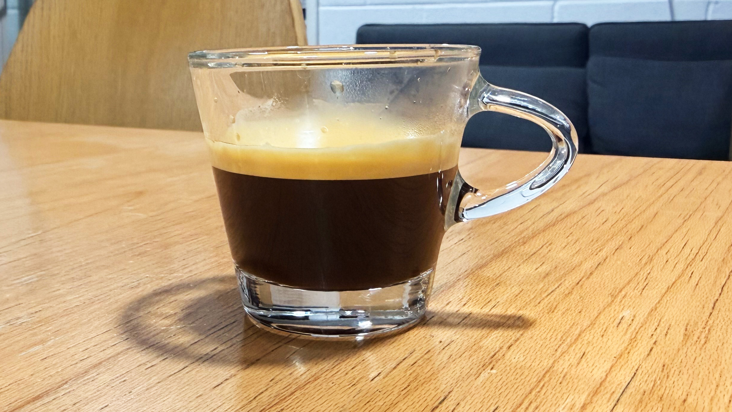 a picture of a drink made on the delonghi dedica duo
