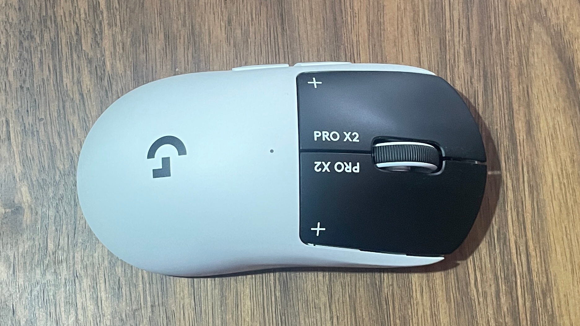 A top-down shot of the Logitech G Pro X2 Superstrike on a desk.