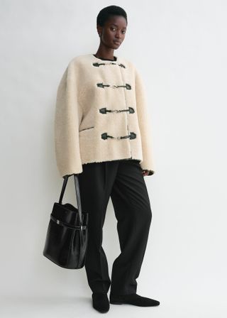 Teddy Shearling Clasp Jacket Off-White