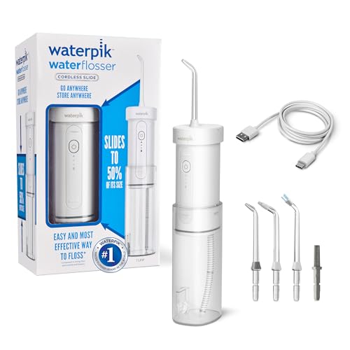 Waterpik Cordless Slide Water Flosser for Oral Hygiene, White, Model Wf16