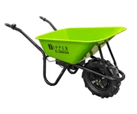 A lime green electric powered wheelbarrow from ManoMano