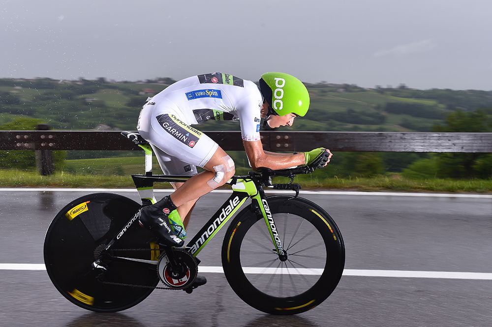 Davide Formolo (Cannondale-Garmin) wore the maglia rosa in the time trial today