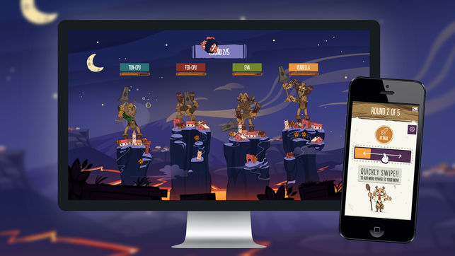 A photo of Tricky Titans being used on a computer and mobile device