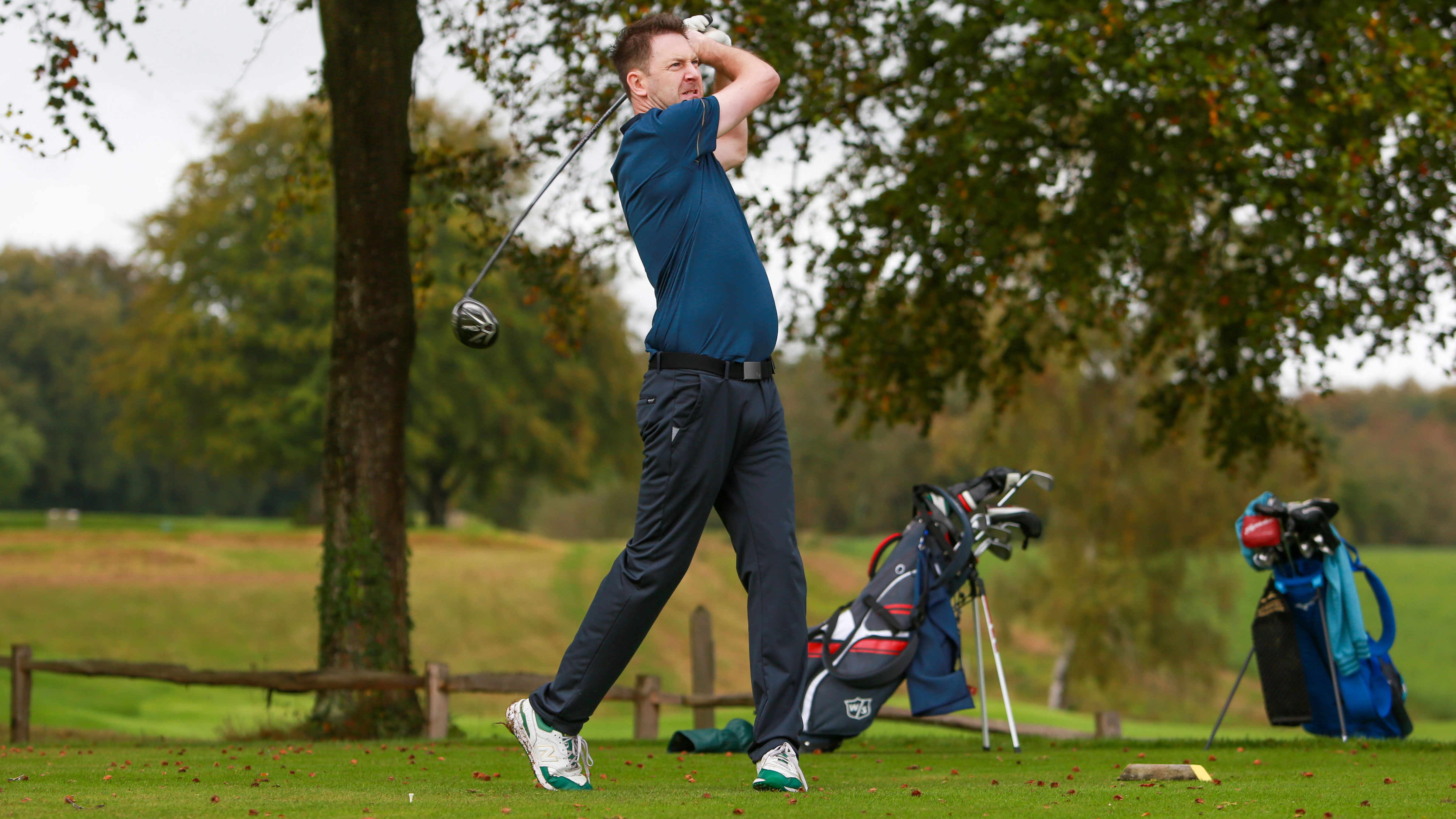 Michael Weston of Golf Monthly magazine hitting a tee shot