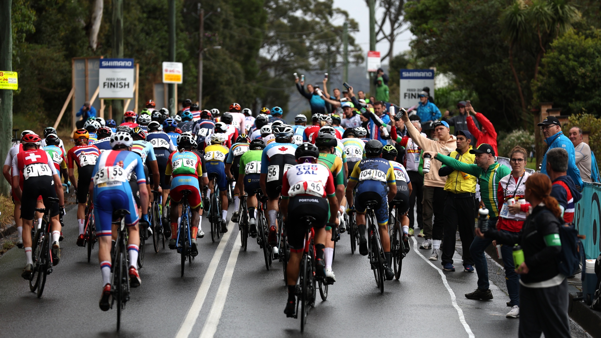 A feedzone in a professional bike ride