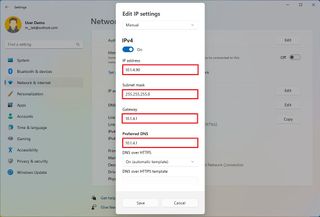 Static IP configuration