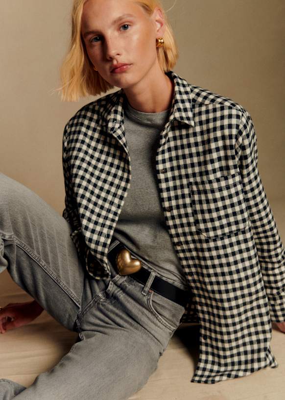 Max Shirt - Black Ecru Check - Organic Cotton - Organic Textile - Sézane