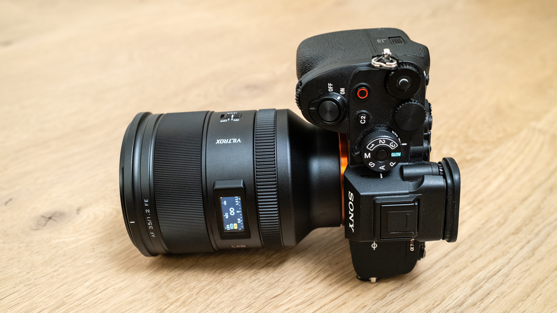 Viltrox AF 35mm f/1.2 LAB FE attached to a Sony A7R V