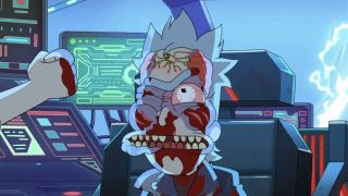 Prime Rick bloodied and beaten in Rick and Morty