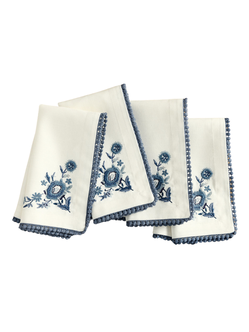 Odette Embroidered Cotton Napkins - Set of 4