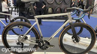 A close up of the Reilly Cycleworks Fusion titanium road bike