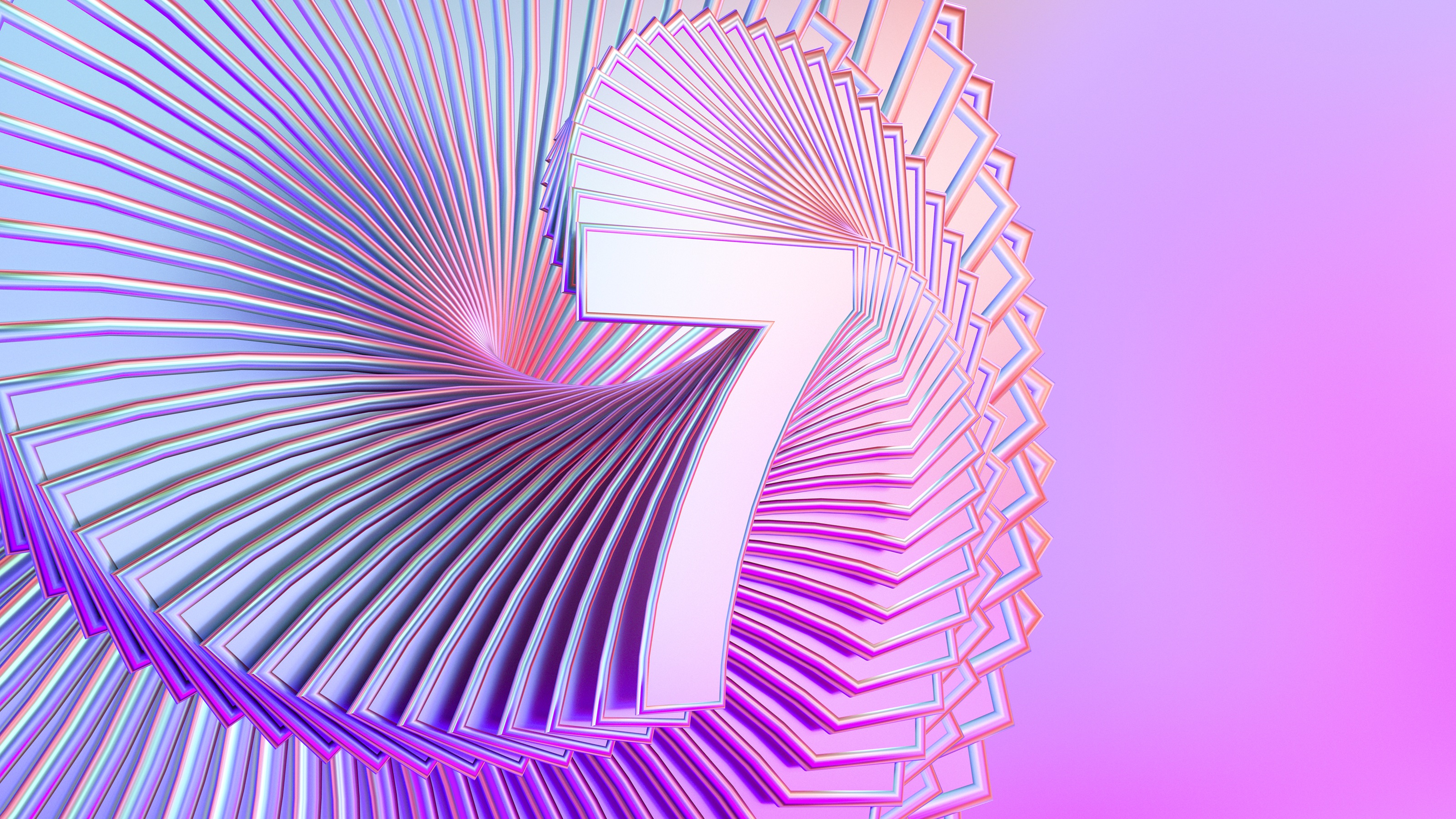 An artsy presentation of the number seven.