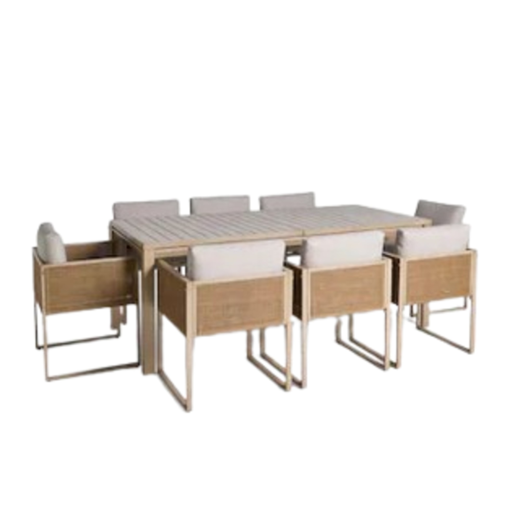 Next Natural Abel 6 to 8 Seater Rattan Garden Dining Table and Chairs Set