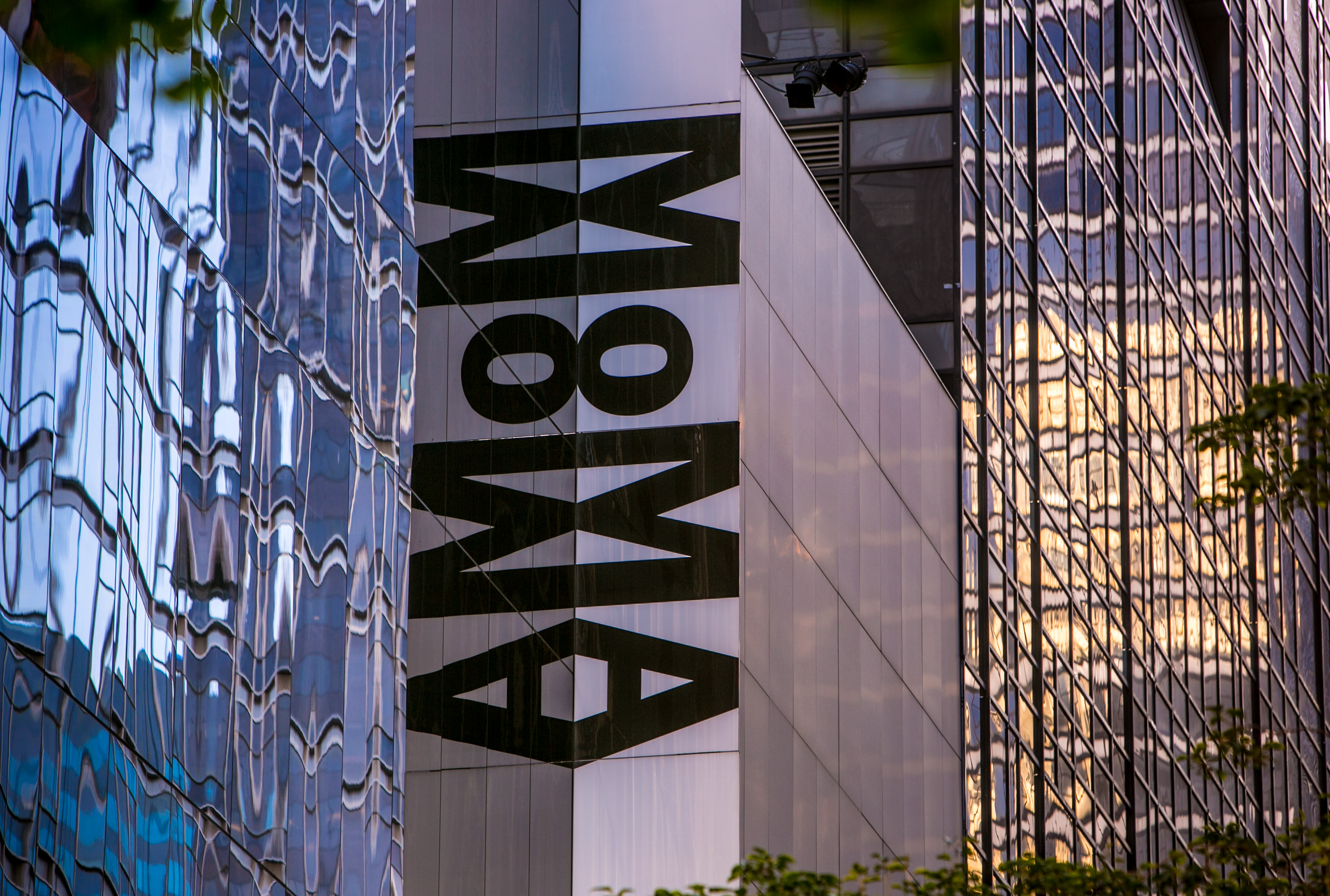 Moma logo on museum facade
