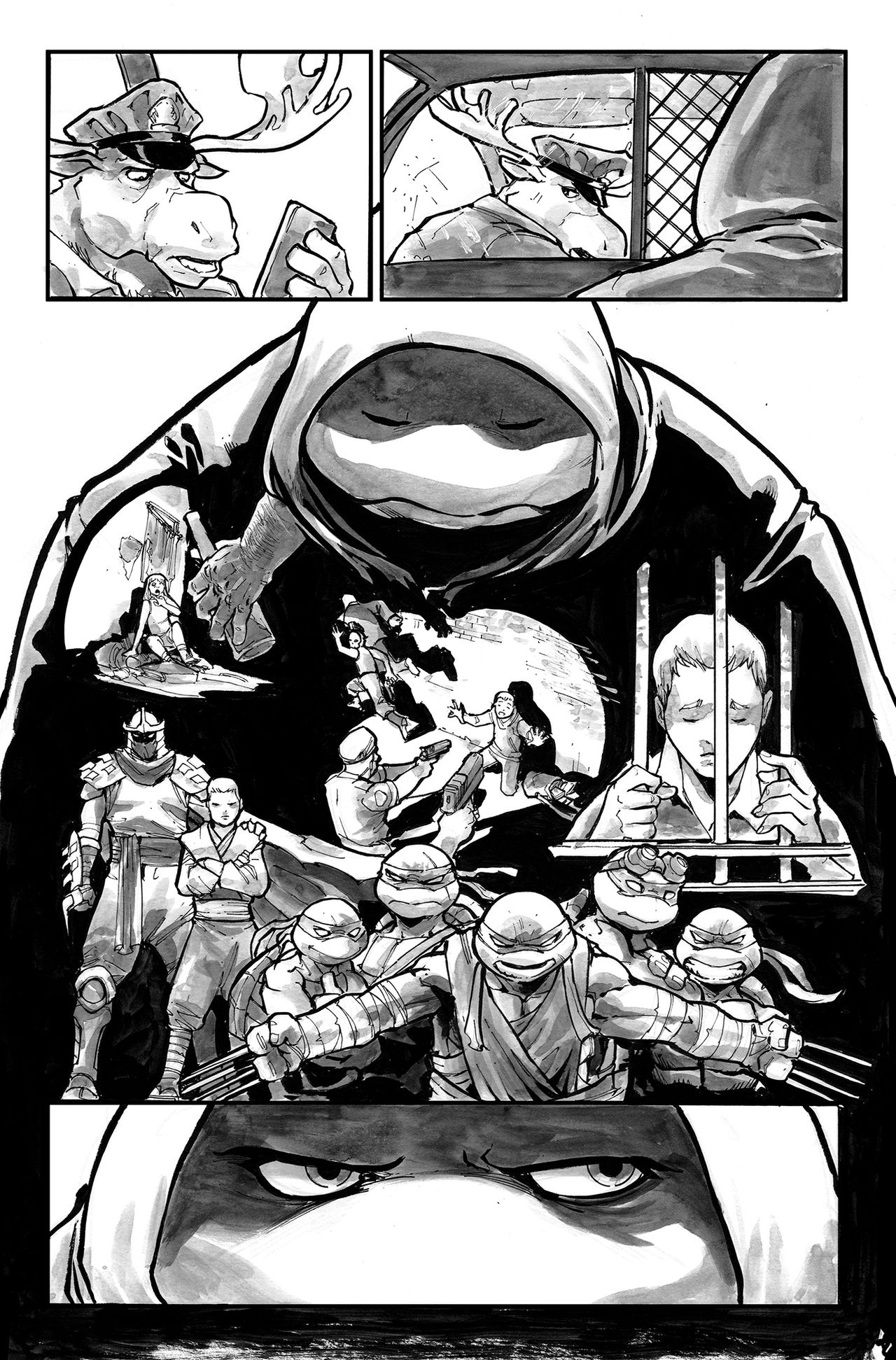 Inked pages from TMNT: Nightwatcher #2