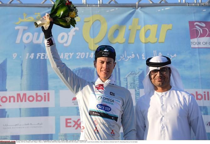 Sprint leader Niki Terpstra on the podium