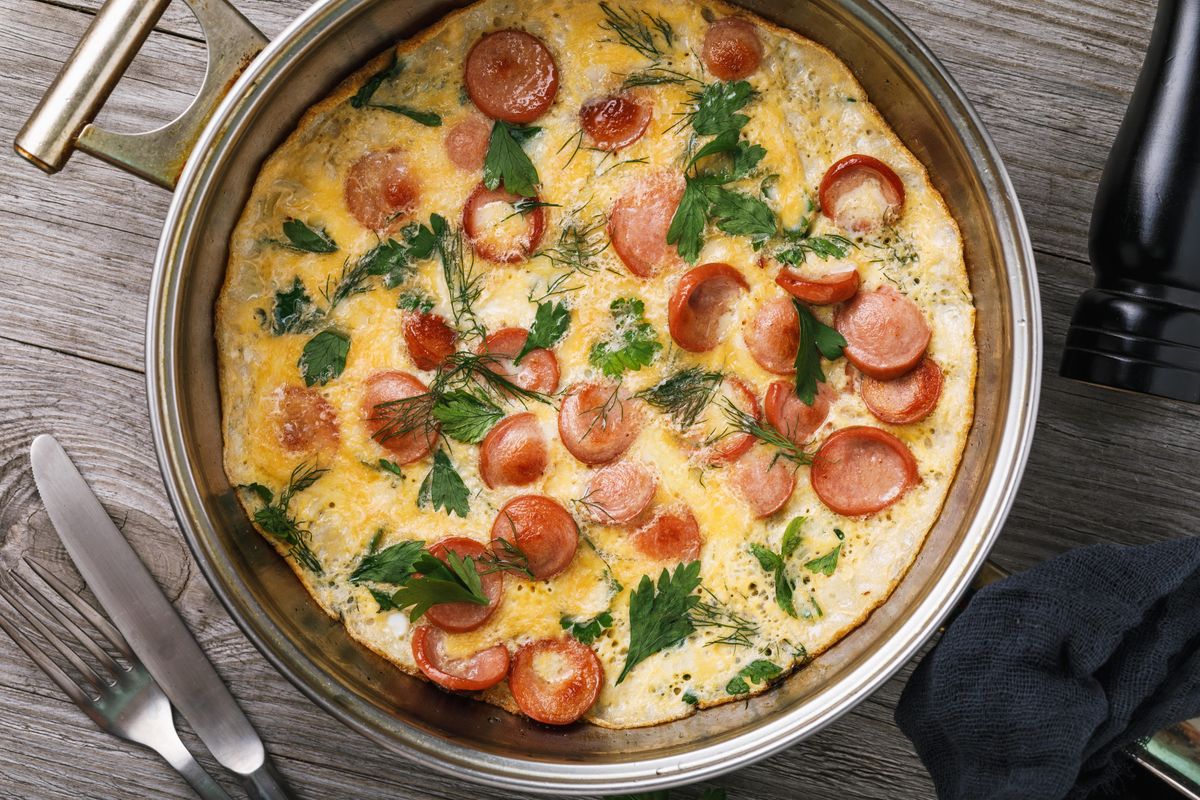 Herby sausage omelette British Recipes GoodtoKnow