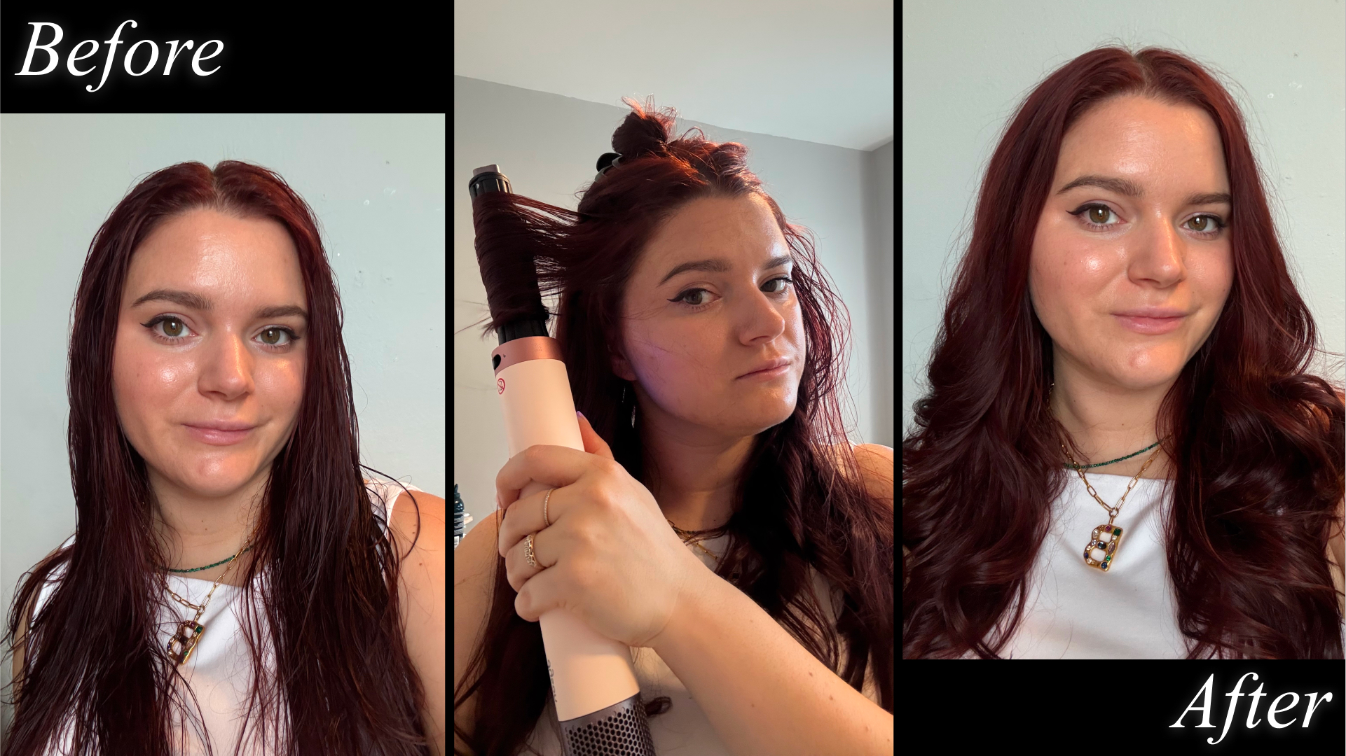Brooke Knappenberger tests the Dyson Airwrap Coanda 2x before and after images