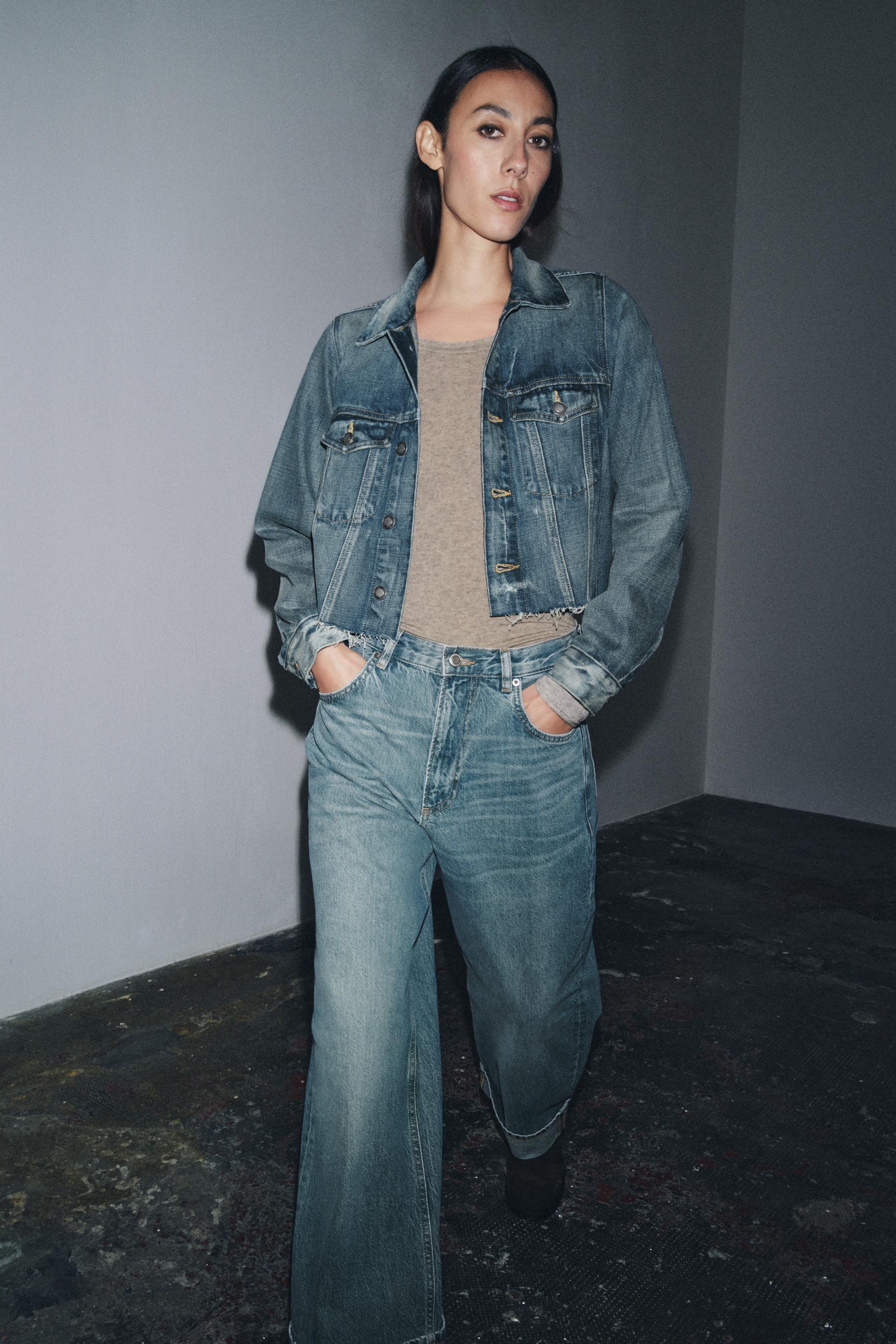Zw Collection Cropped Denim Jacket
