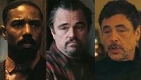 Michael B. Jordan starring in Sinners (2025), Leonardo DiCaprio and Benicio Del Toro in One Battle after Another (2025).