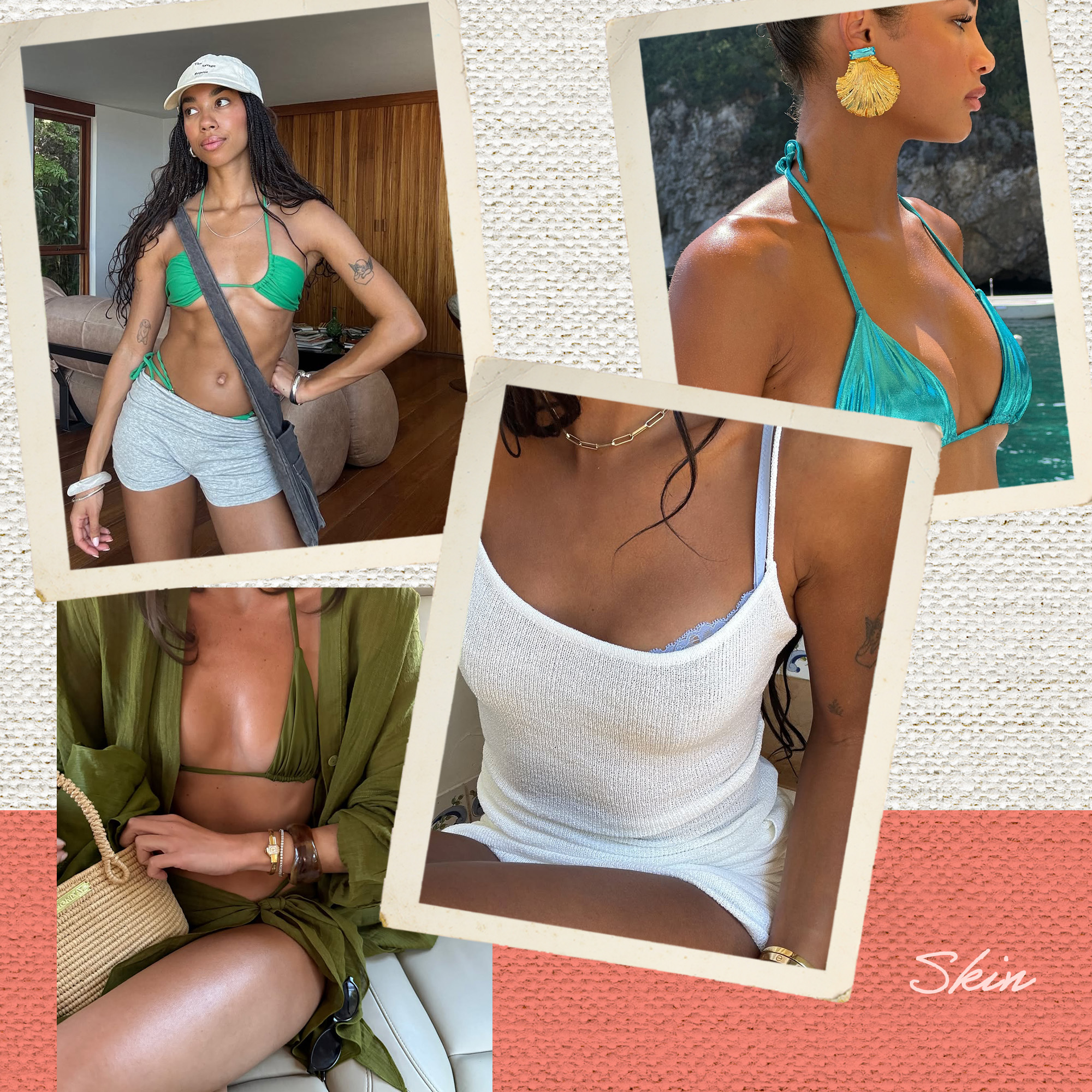 A collage of Island Girl skin by Amaka Hamelijnck, Dana Ozime, and Emma Leger