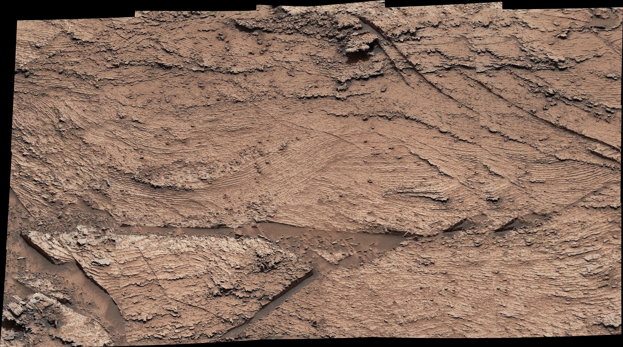 Couches de roche à la surface de Mars