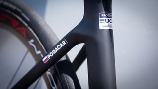 A close up image of Tadej Pogacar's new Colnago Prototipo bike