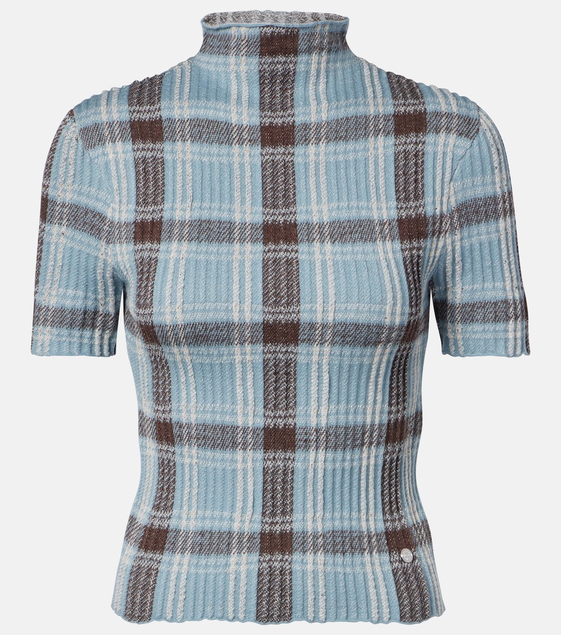 Kosa Checked Wool-Blend Top in Blue - Acne Studios