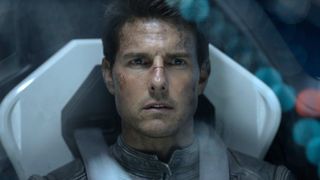 Jack Harper (Tom Cruise) in the cockpit of a spacecraft in a scene from "Oblivion"
