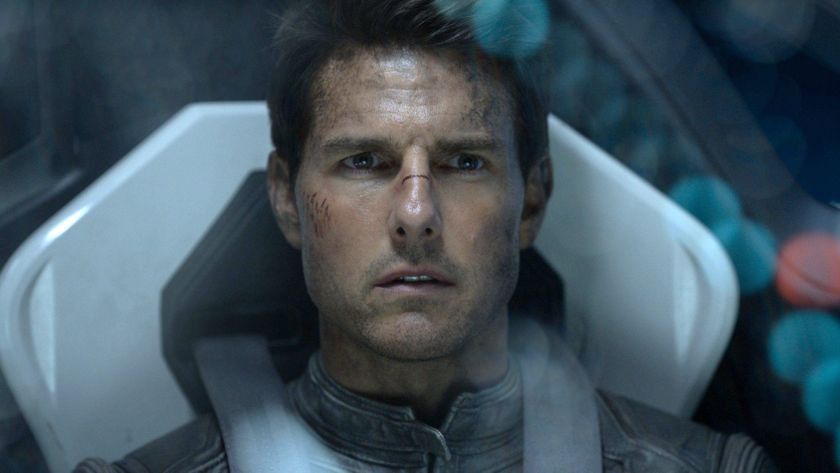 Jack Harper (Tom Cruise) in the cockpit of a spacecraft in a scene from "Oblivion"