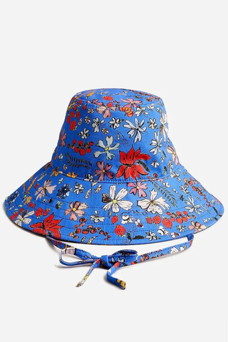 blue floral print bucket hat