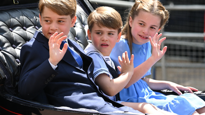 Prince George, Prince Louis and Princess Charlotte during Trooping the Colour on June 02, 2022 in London, England